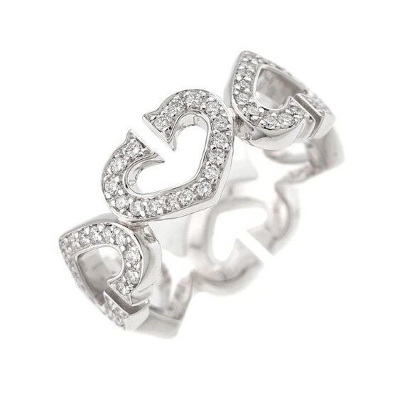 Cartier C Heart Diamond Ring 18K White Gold 750 size49 4.75-5(US) - Picture 1 of 7